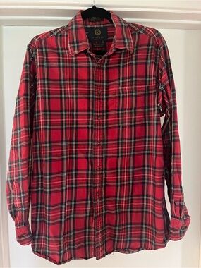 Viyella Men’s Wool and Cotton Red Plaid Button-Down Shirt